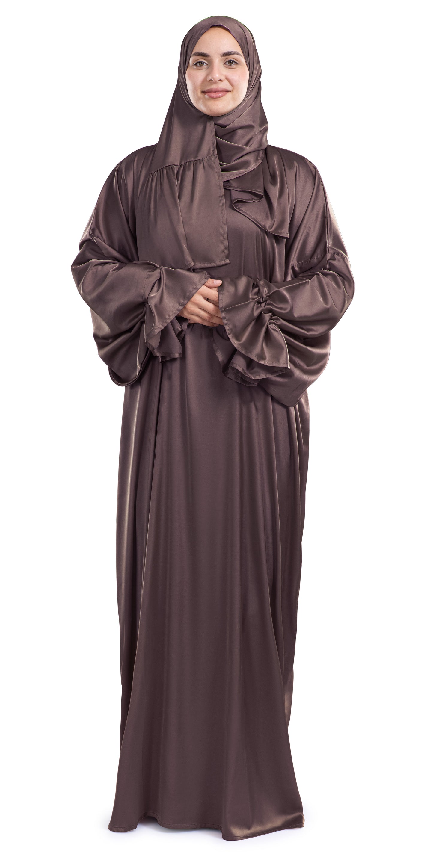 Mocha Satin Islamic Prayer Wear