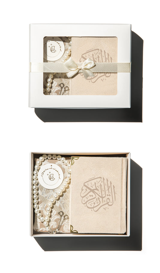 Beige Prayer Mat & Qur'an Giveaway Box