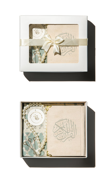 Mint Green Prayer Mat & Qur'an Giveaway Box