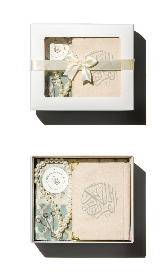 Mint Green Prayer Mat & Qur'an Giveaway Box
