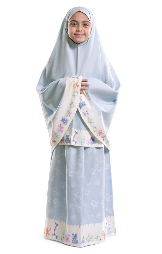 Ice Blue Islamic Kids Prayer Wear