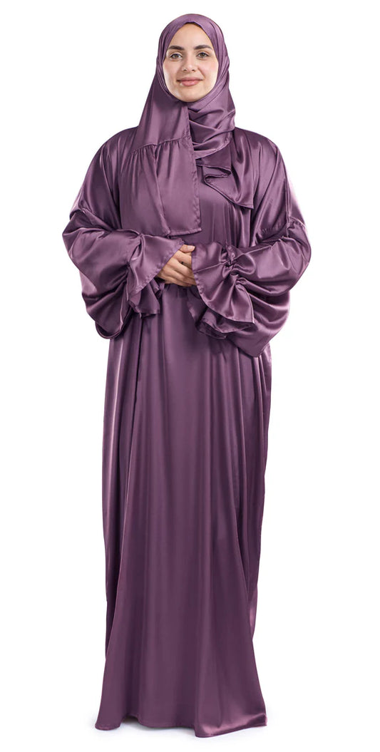 Mauve Satin Islamic Prayer Wear