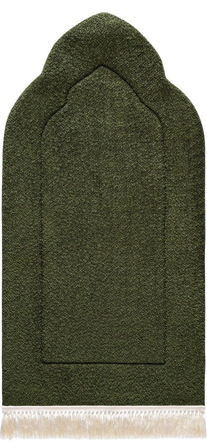 Deep Olive Arched Plain Prayer Mat