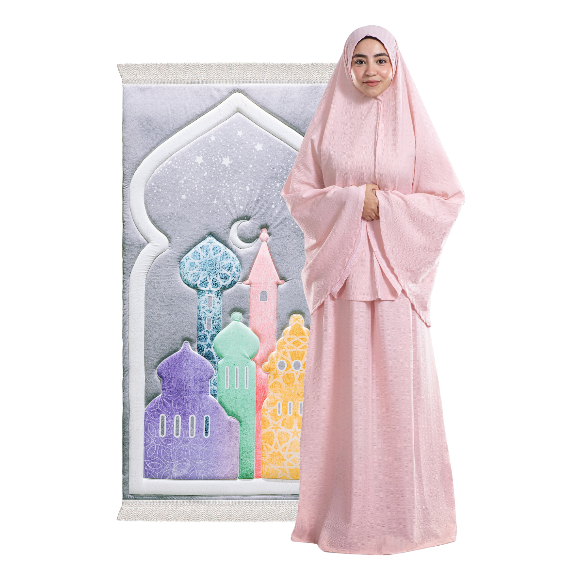 Sparkle Stars Premium Mat + Pink Minimal Prayer Wear